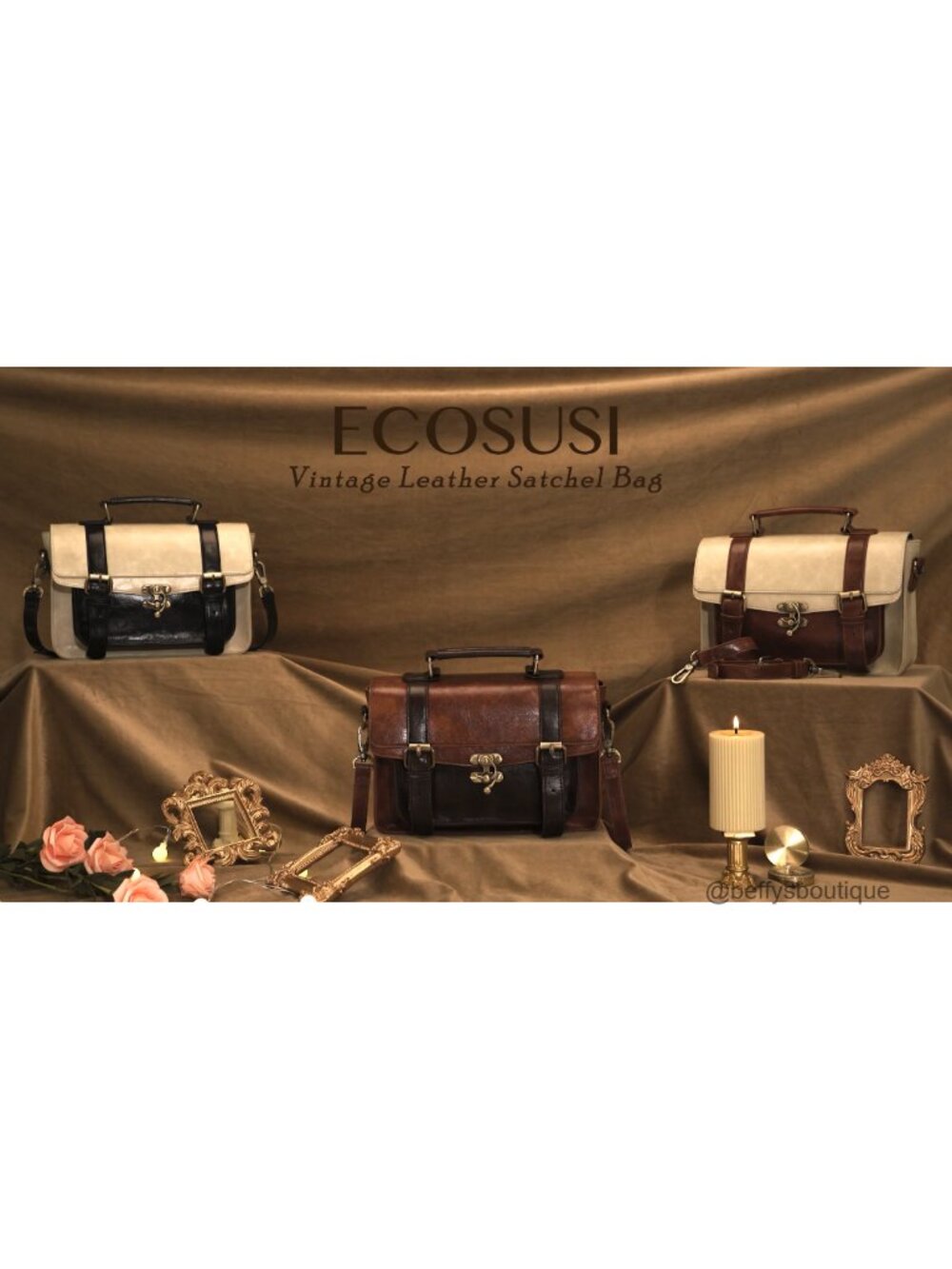 PU Leather Satchel Crossbody Messenger Bag Small Vintage Work Purse - Picture 6 of 6